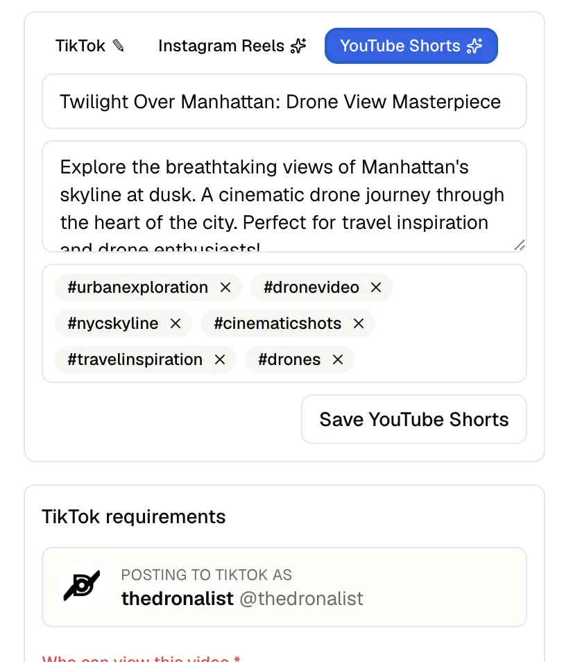Per-platform caption editor