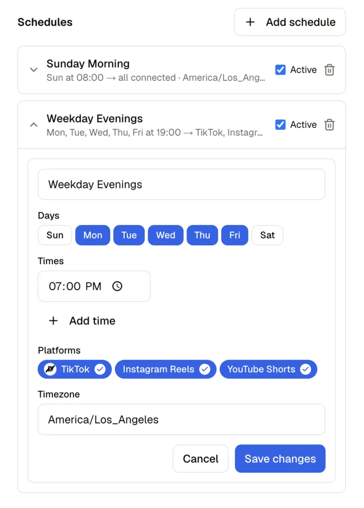 Queue schedule builder with recurring time slots