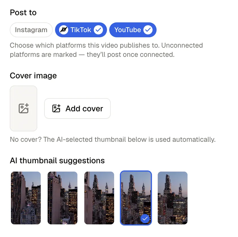 AI thumbnail suggestions with the best frame selected